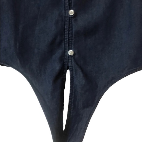 Wonder Nation Girls Kids Blue Chambray Knot Front Tie Top L (10/12) - Picture 2 of 4